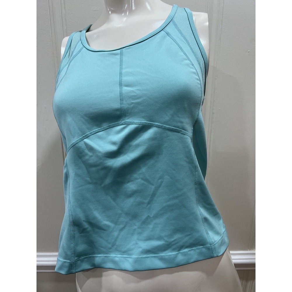 Ativa Blue Green Racer Back Tank   Medium Built In Bra-no pads